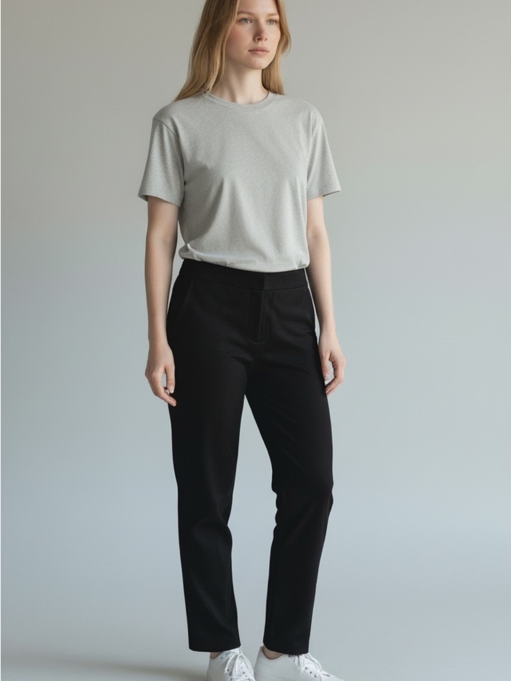 Black Ankle-Length Women's Straight Pants